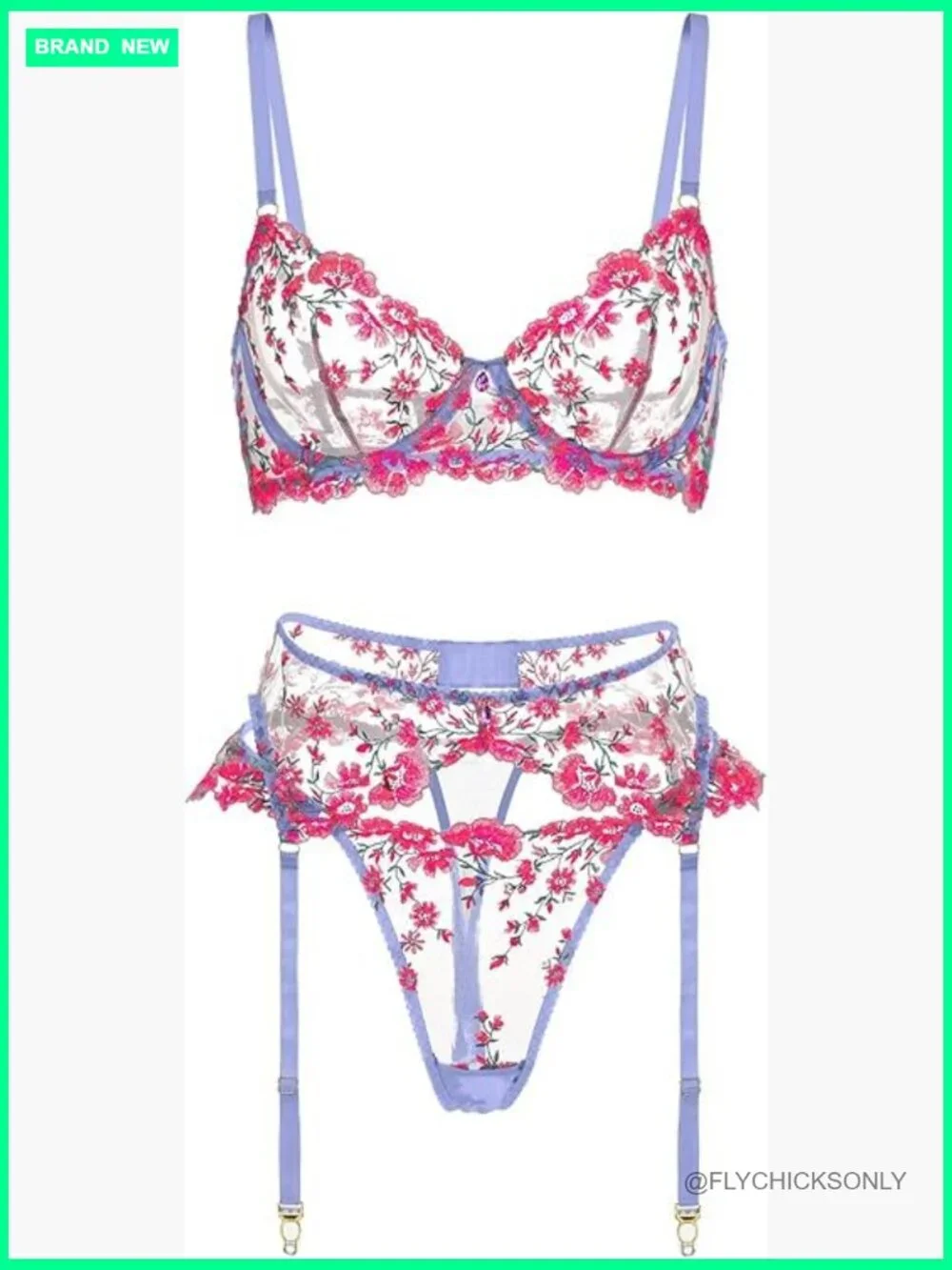 Sexy Lace Teddy Lingerie Set with Garter Belt 3 Piece